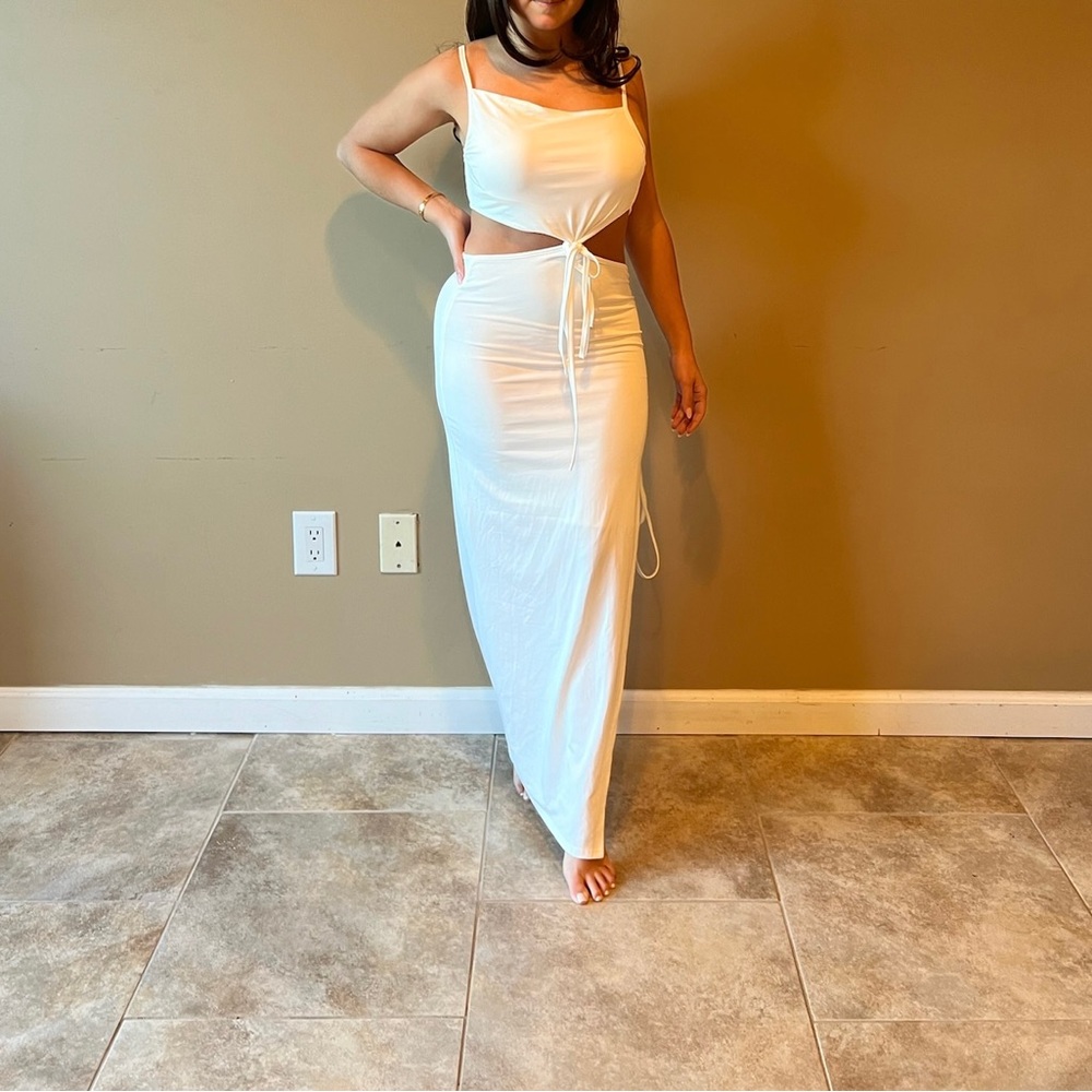 White floor length dress